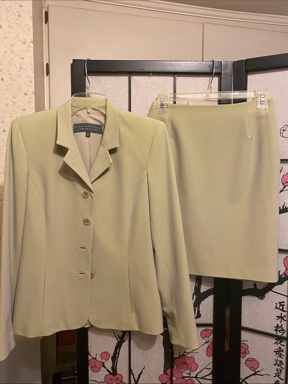 Alex Marie Light Green Tailored Skirt Suit — Jacket size 2 , skirt 6p